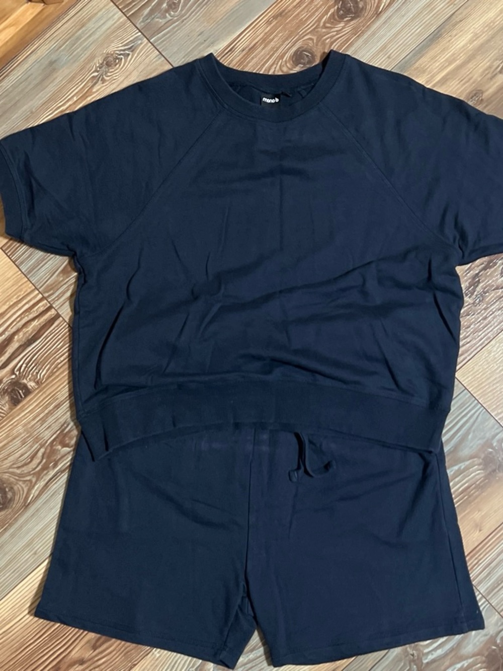 Womens Navy Short-Sleeve Crewneck Shirt by Mono B